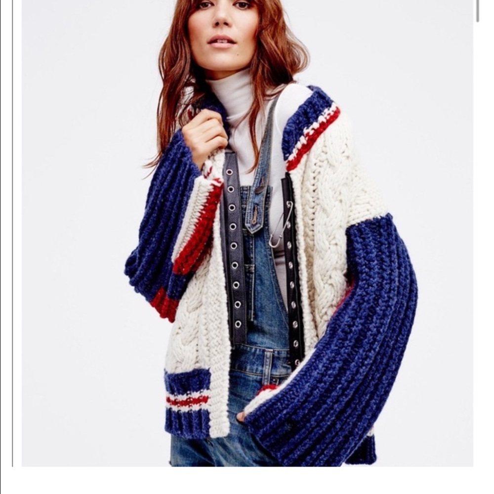 Free People East Gate cable knit Bomber NWOT