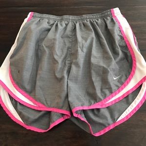 Nike Dry Fit Running Shorts Grey and Pink Medium