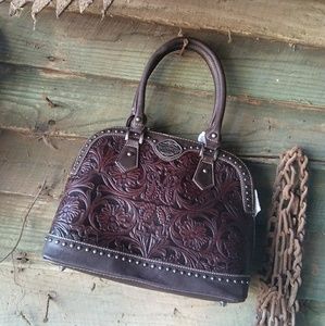 Montana west trinity ranch leather tooled bag