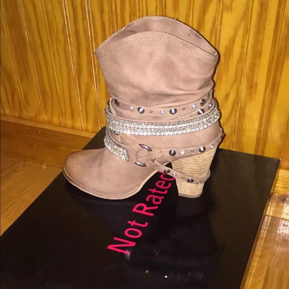 Swanky Nude Rhinestone Boots