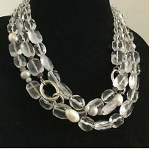 Silpada "White Heat" Pearl Quartz 3-Strand Necklac