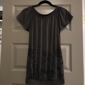 Grey with brown hue top with floral design