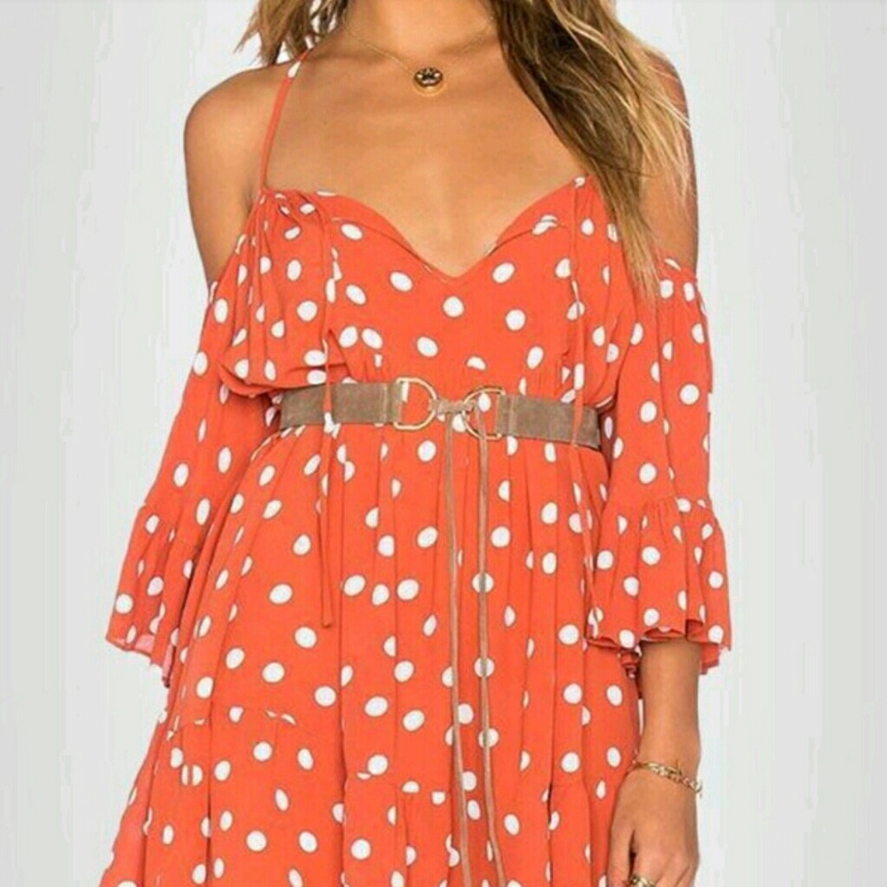 Sheer cold shoulder mini dress with belt