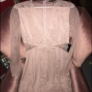 Blush pink express mesh cutout dress
