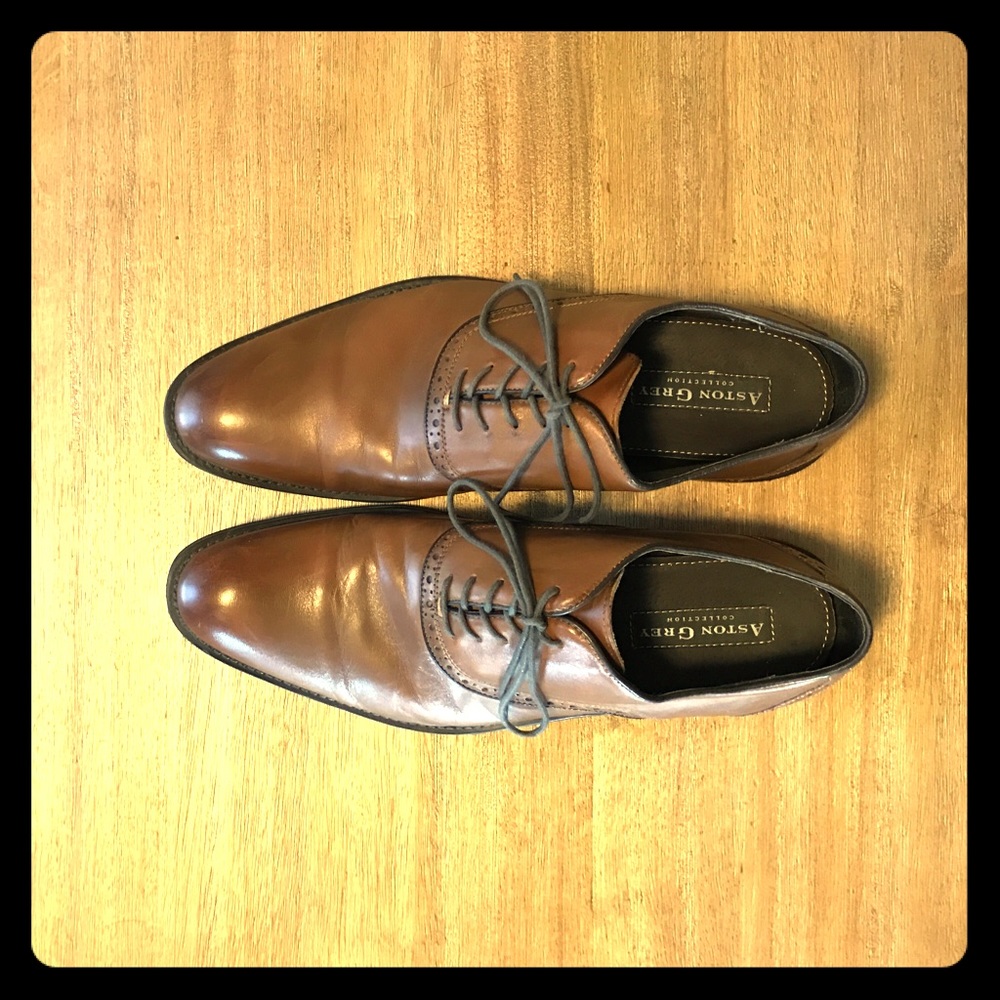 Size 10 Men's Aston Grey Brown Dress Shoes