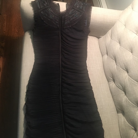 BCBG Maxazria Blue Dress with Black Mesh - Picture 2 of 6