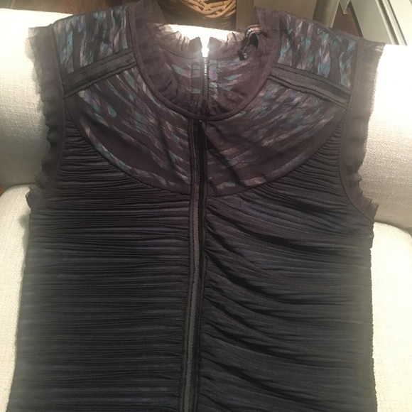 BCBG Maxazria Blue Dress with Black Mesh - Picture 5 of 6