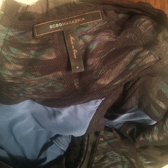 BCBG Maxazria Blue Dress with Black Mesh - Picture 6 of 6