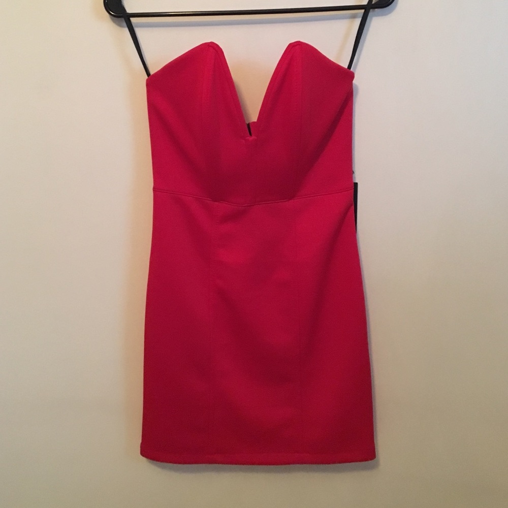 Deep Plunge Strapless Red Dress