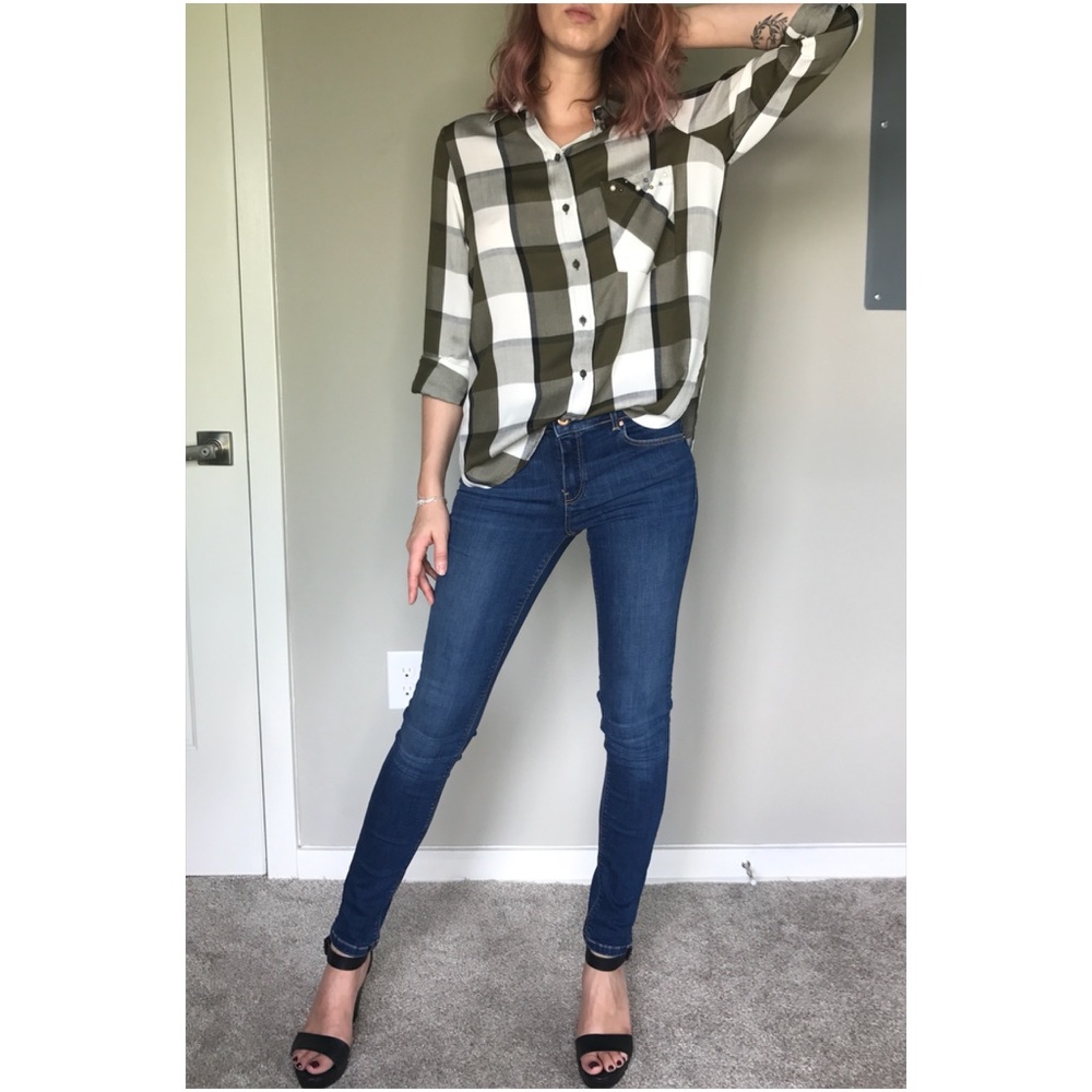 Zara Plaid Viscouse Shirt Size S