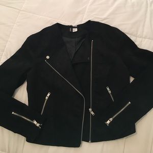 EUC black suede moto jacket