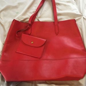 Red Jcrew Downing tote