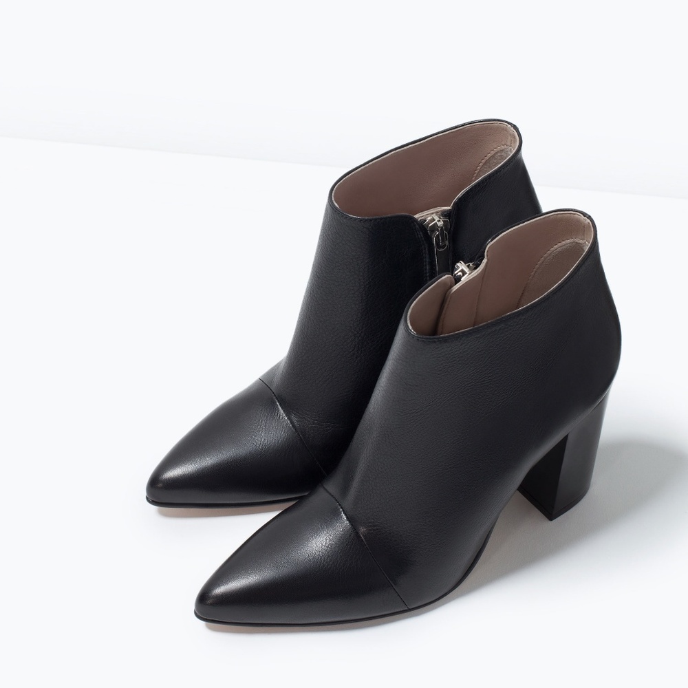 Zara Leather Ankle Boots