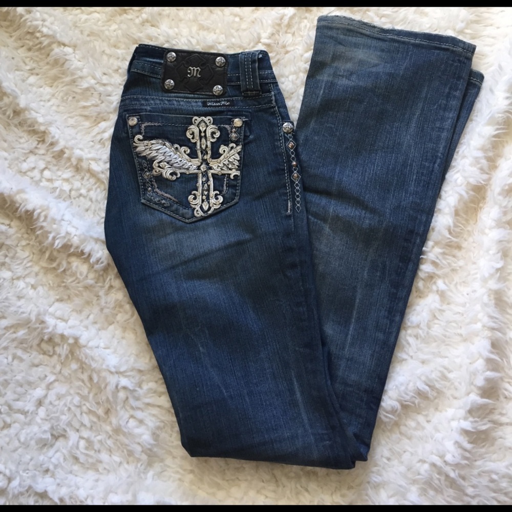 🚫SOLD🚫Winged Cross Miss Me Jeans