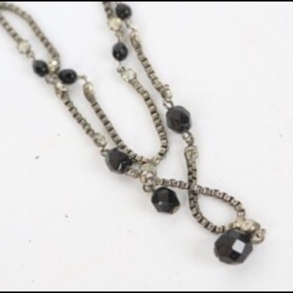 ✨ Black faceted bead and rhinestone necklace
