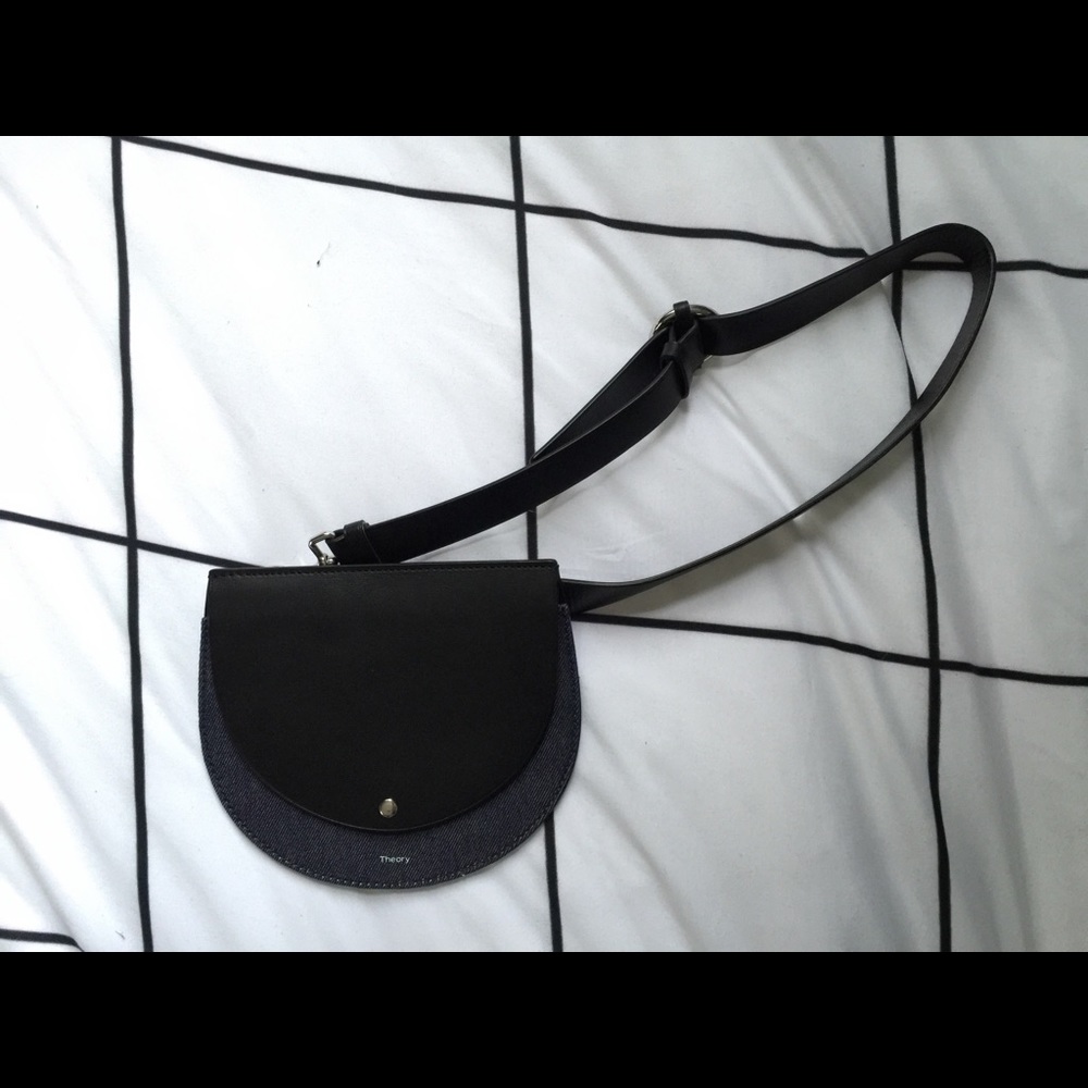 Theory denim and leather fanny pack