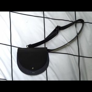 Theory denim and leather fanny pack