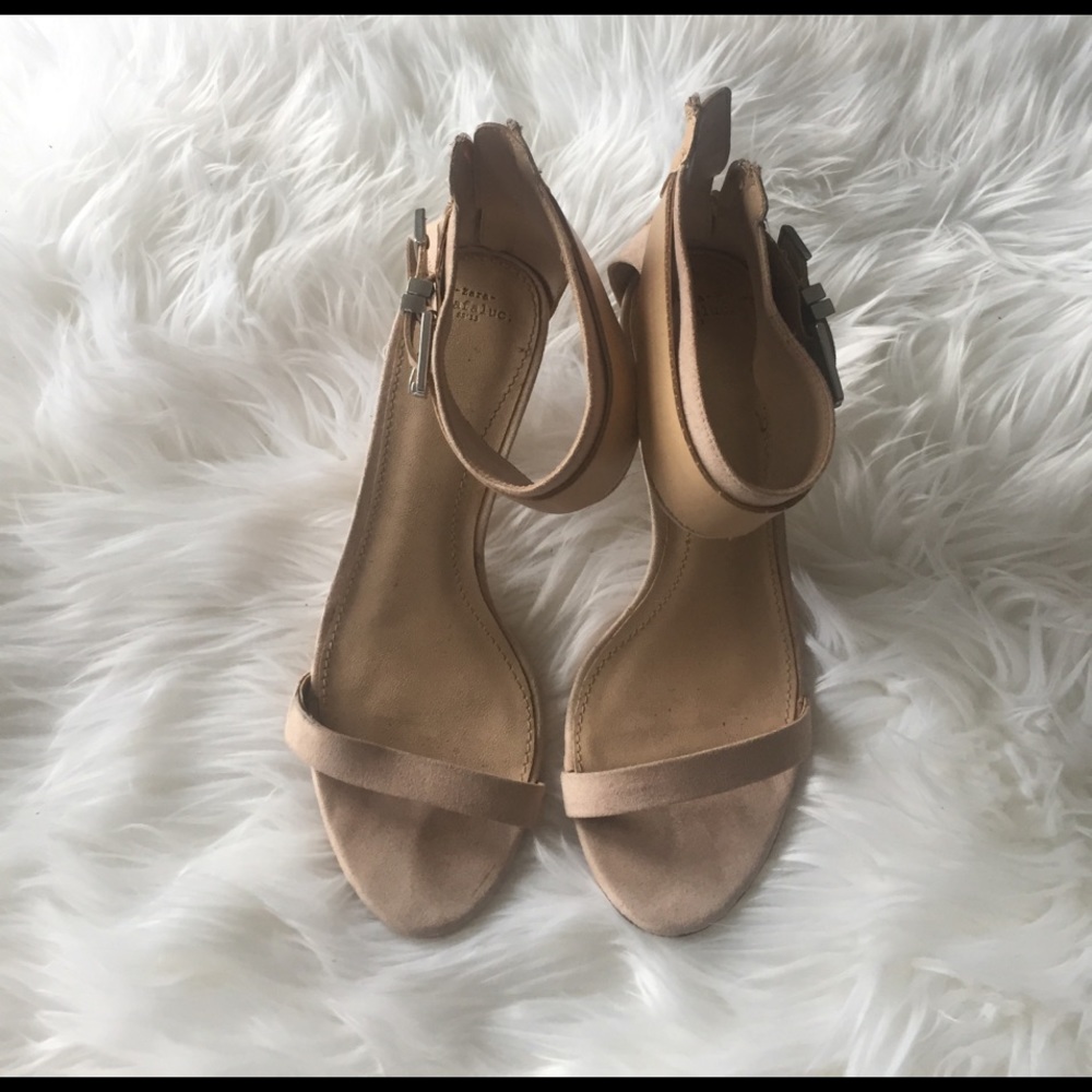 Zara nude ankle strap sandals