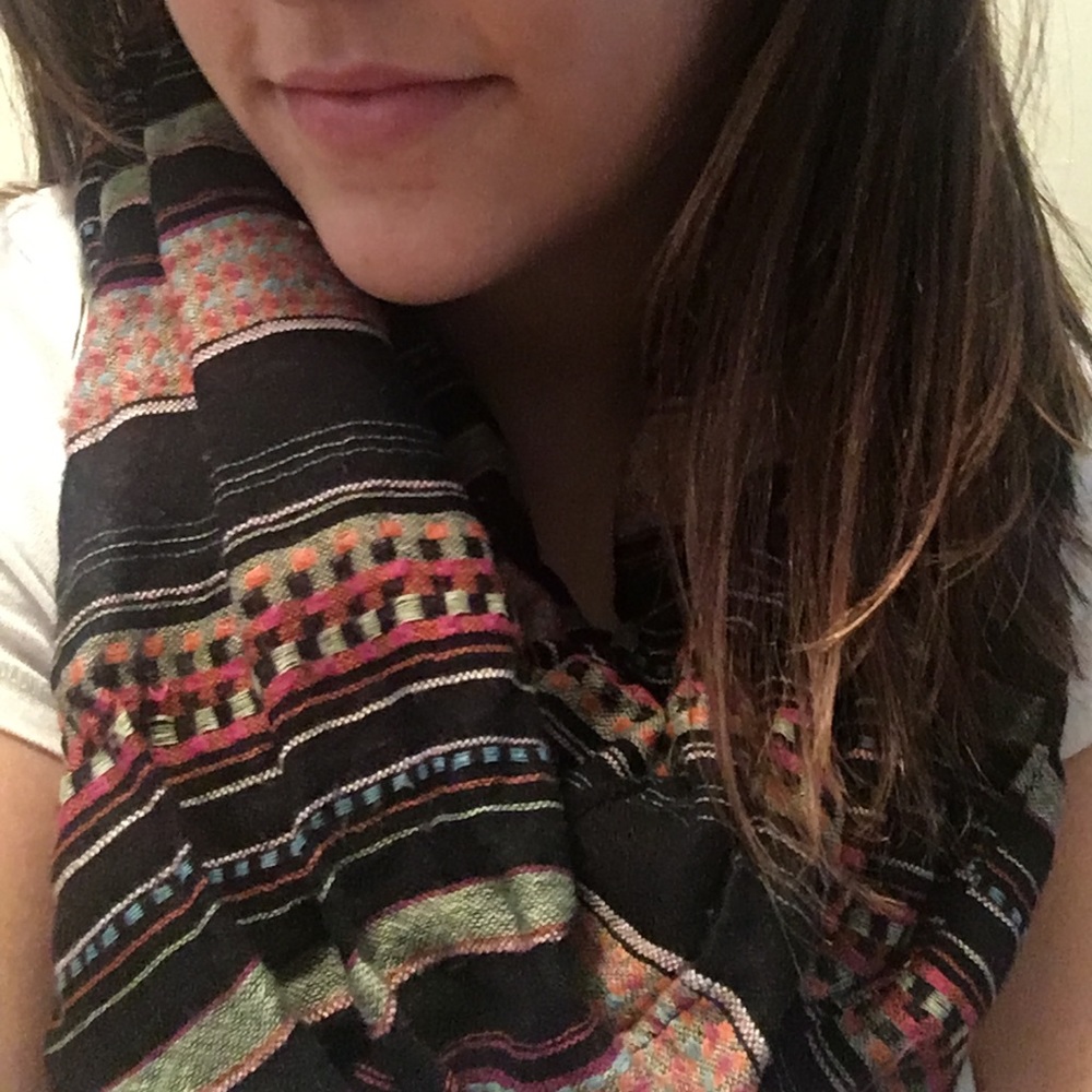 Fun black printed scarf!