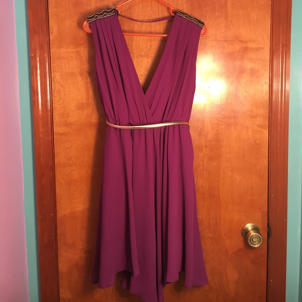 Purple v neck dress
