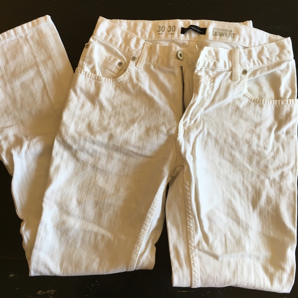 Men's white skinny jeans