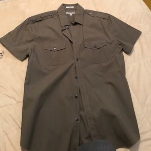 Men's Express army green short sleeved button down