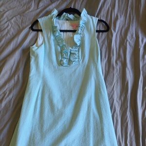 Lilly Pulitzer blue and white seersucker dress