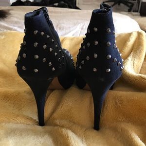 Black spiked platform booties