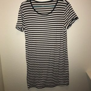 black and white striped dress