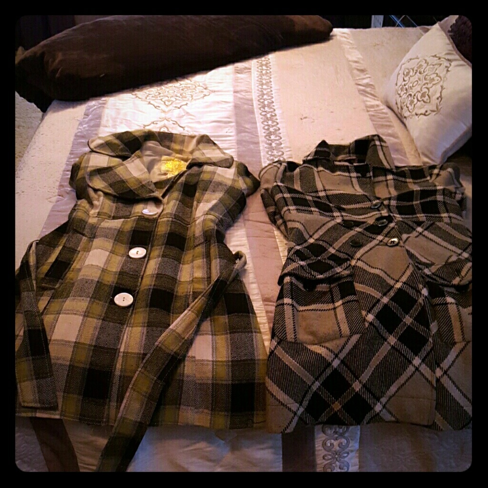 Two Plaid Pea Coats
