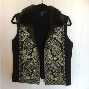 Wool Faux Fur Embroidered Vest