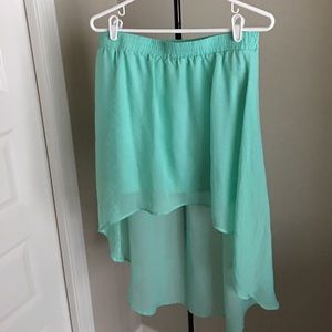 seafoam mint green hi-lo skirt