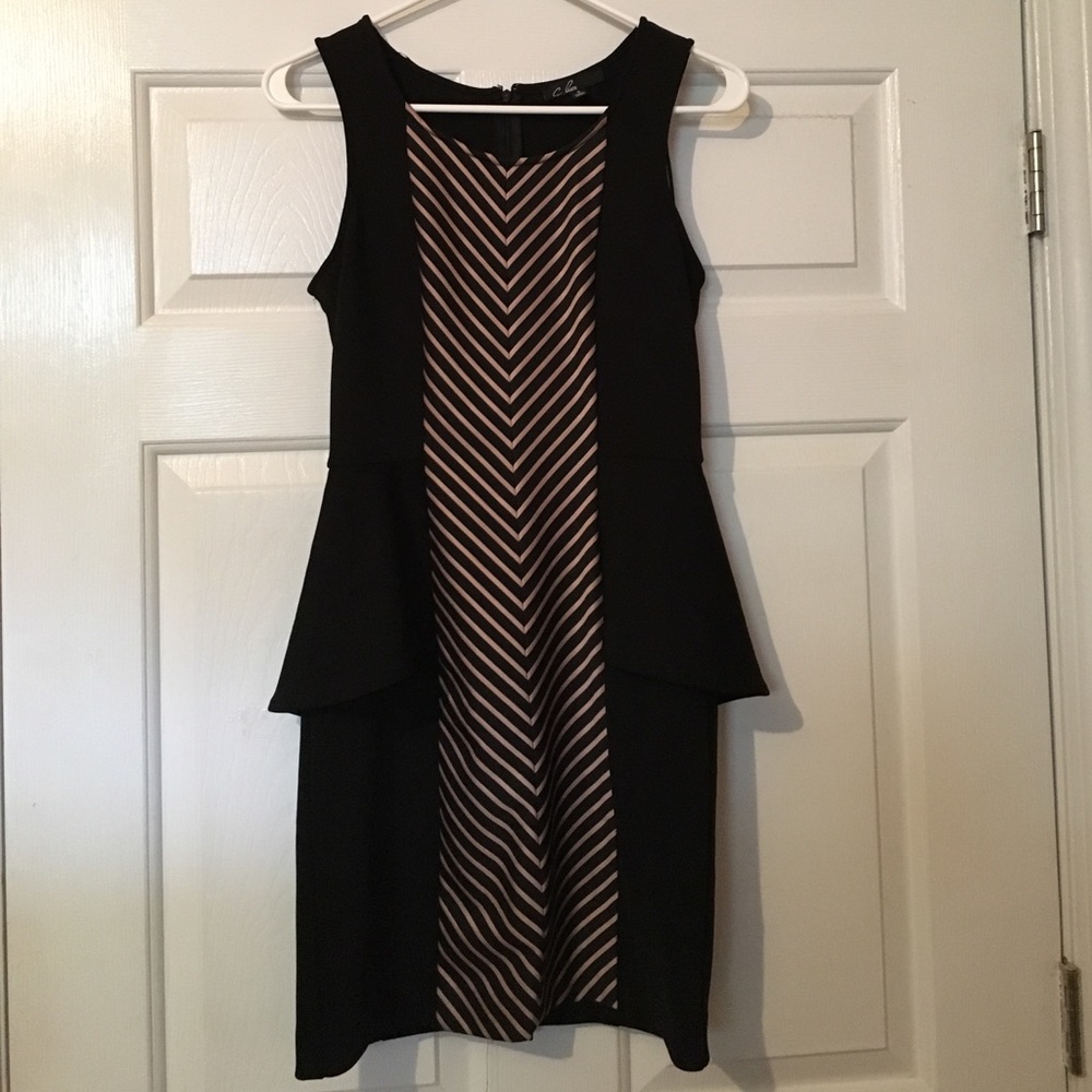 Black and Tan peplum dress