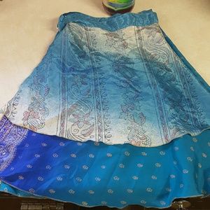 Kariza silk wrap around reversible skirt