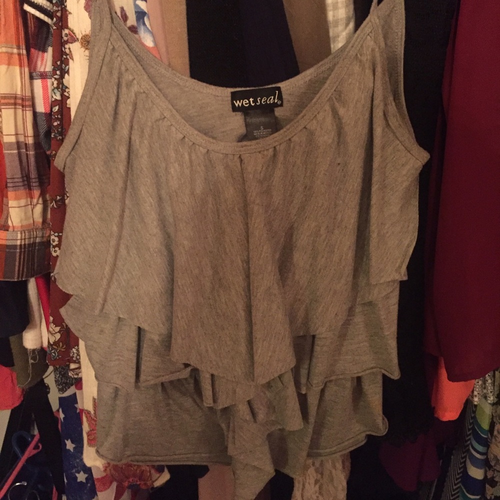 Gray ruffle tank top