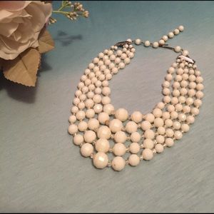 Vintage White beaded 5 strand choker