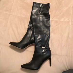Heeled Knee High black leather Calvin Klein boots