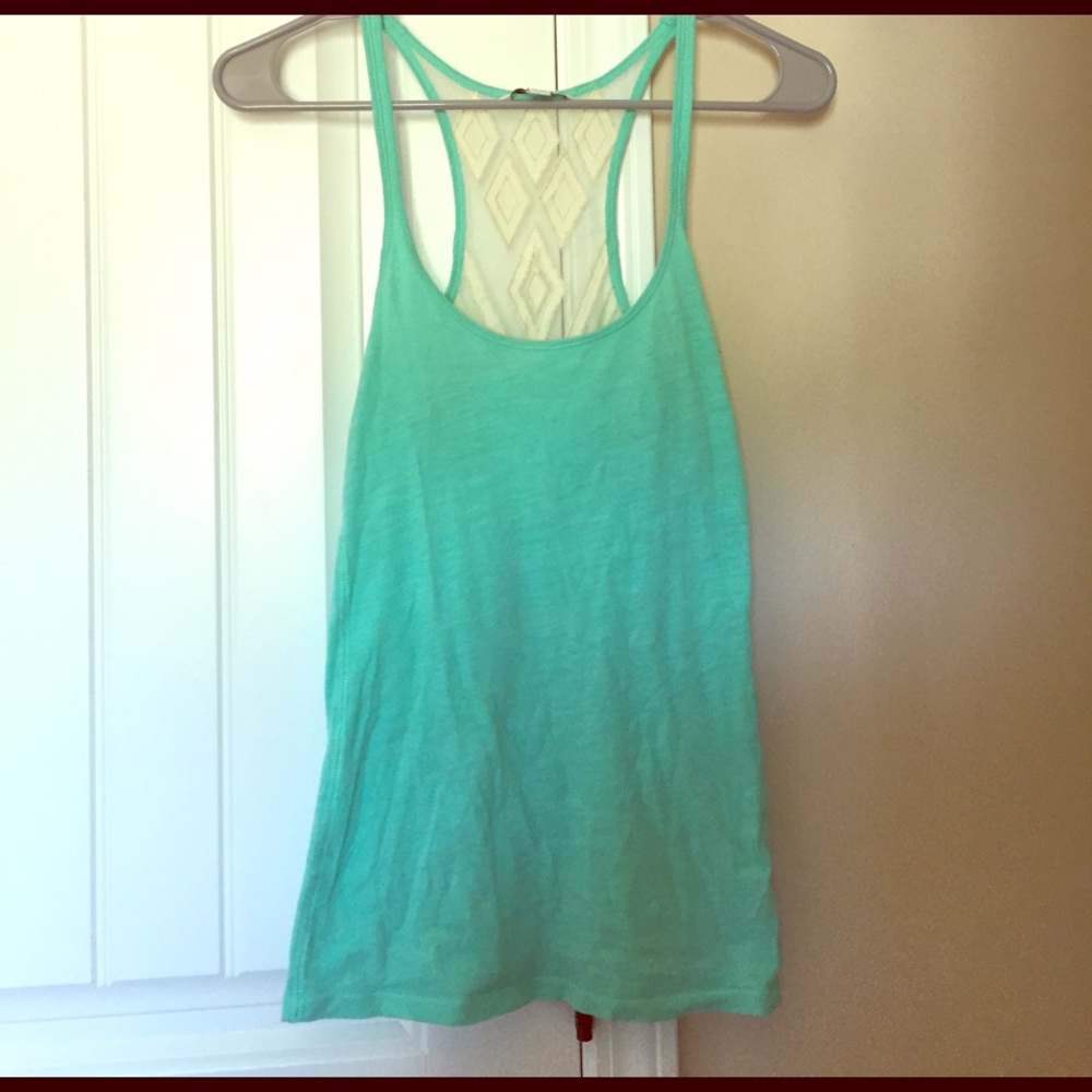 Green lace back tank top