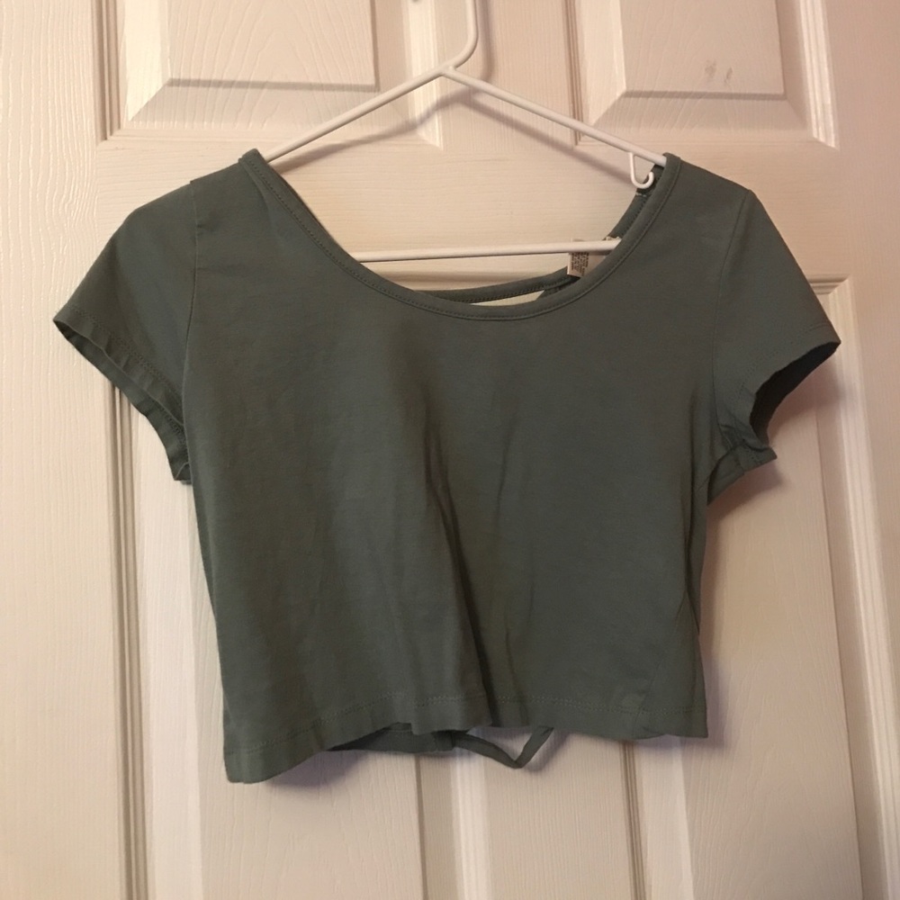 Green back-cut crop top