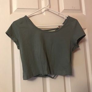 Green back-cut crop top