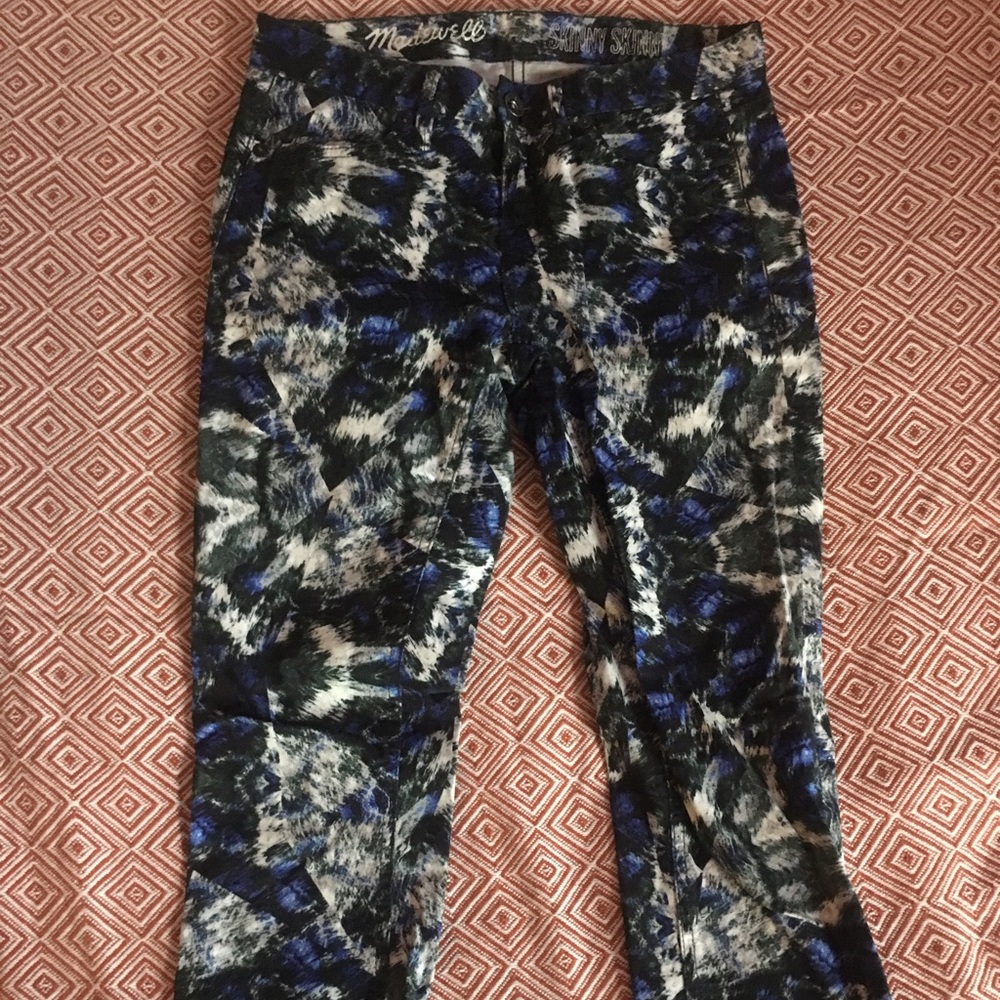 Feather Print Skinny Jeans