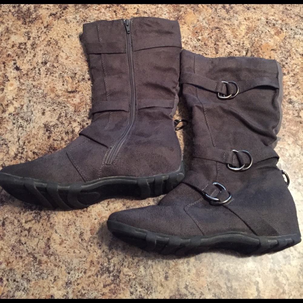 Gray suede boots