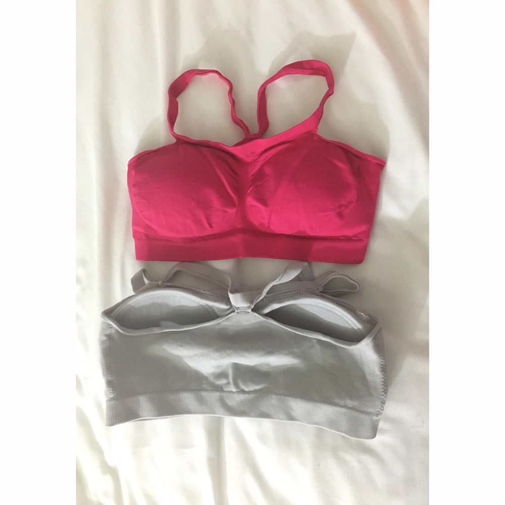 Grey and pink Racerback bandeaus