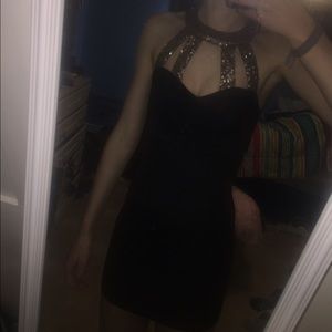 Tobi Bodycon Black and Gold Dress