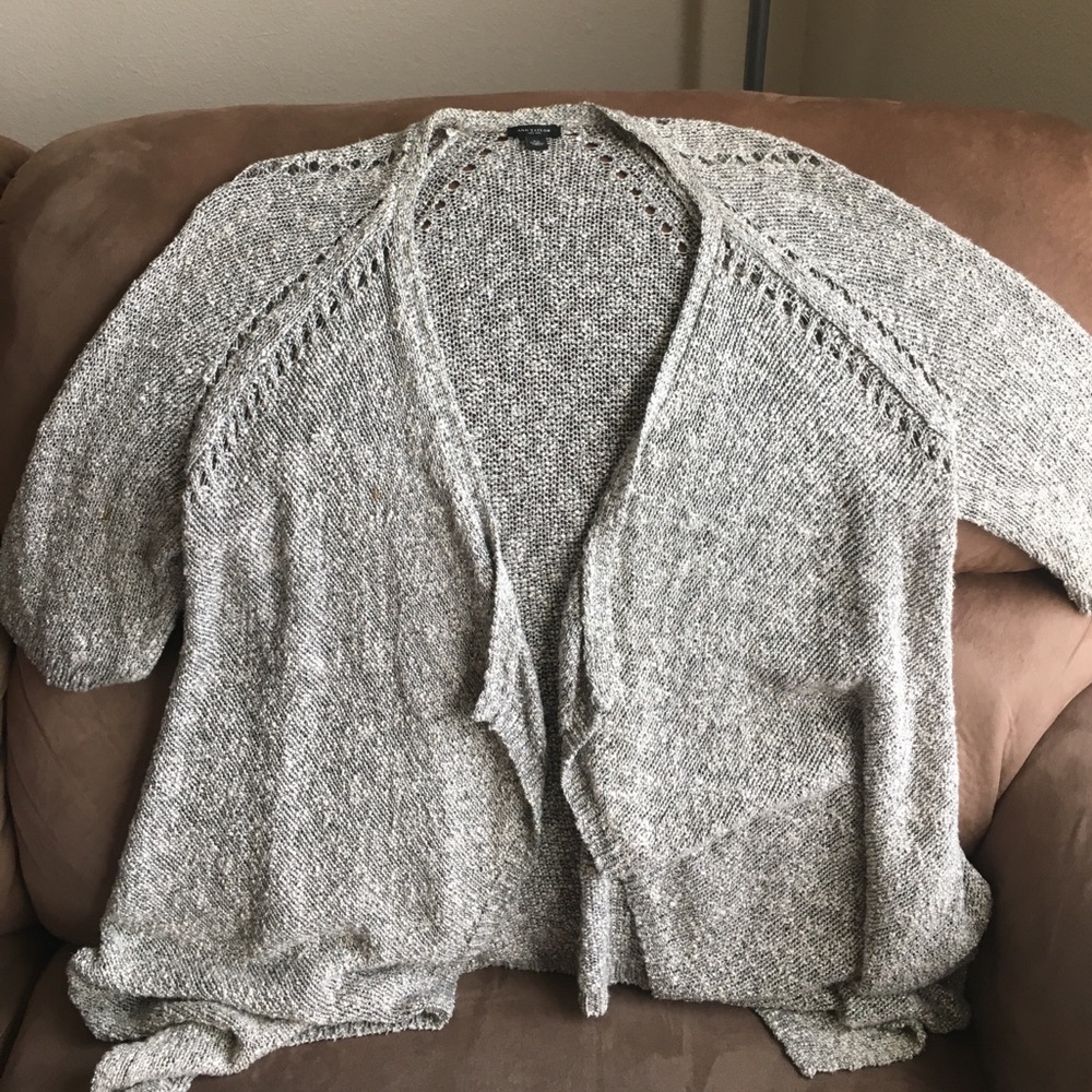 Chic silver and white Ann Taylor cardigan