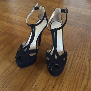 Zara black suede platform heel sandals. Worn once!