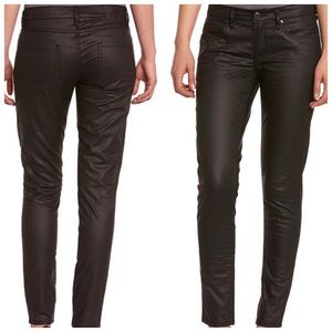 BCBG Waxed Skinny Trousers in Black Night