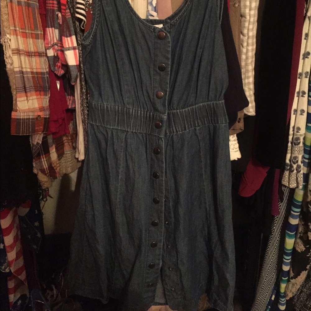 Jean button up dress with open back