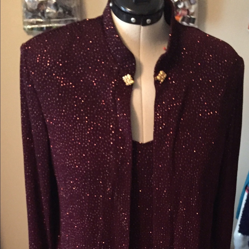 R & M Richards Maroon Sleeveless Dress w/ Jacket