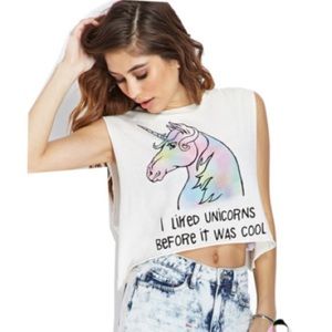 Forever21 Unicorn Crop Top